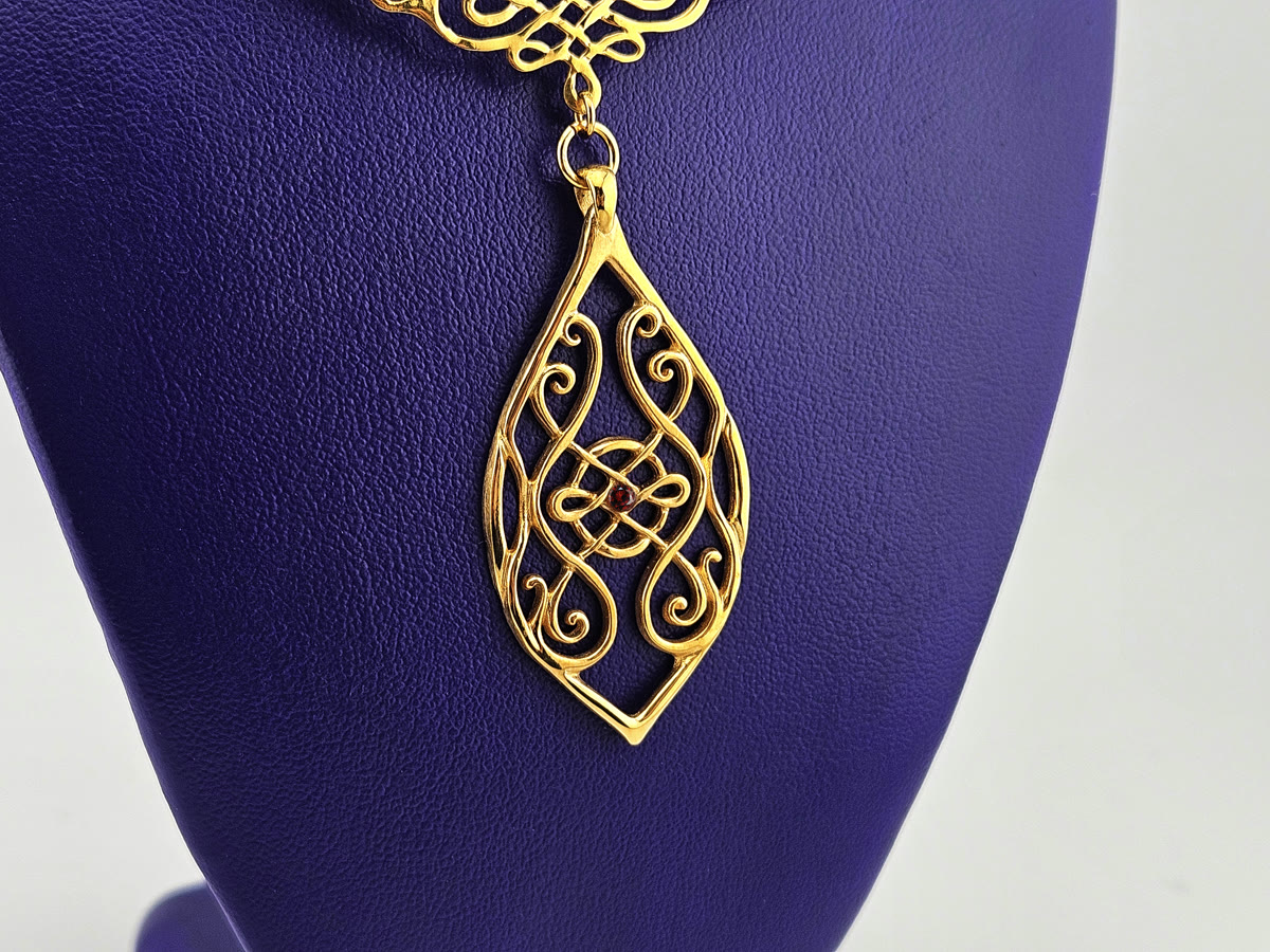 Celtic Goddess Necklace — Gold-Plated Silver, detail