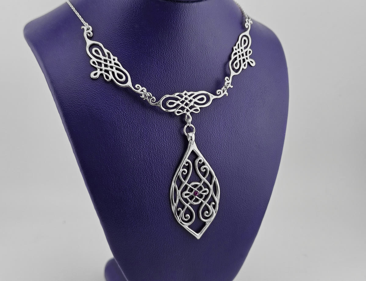 Celtic Goddess Necklace — Sterling Silver, detail