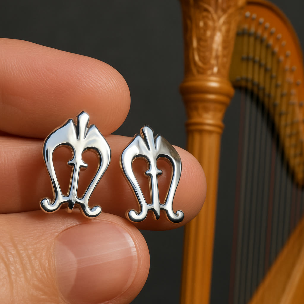 David's Harp Studs — symbolic jewelry by Alumia