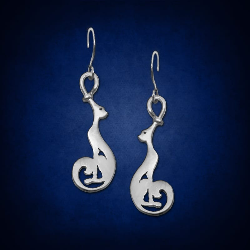Divine Cat Earrings — Sterling Silver