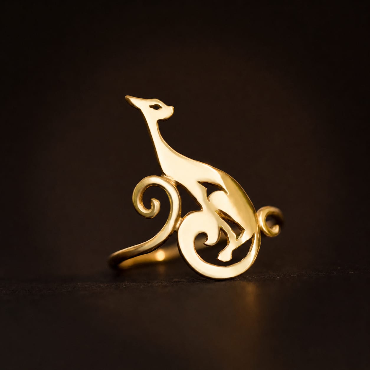 Divine Cat Ring — Gold-Plated Silver