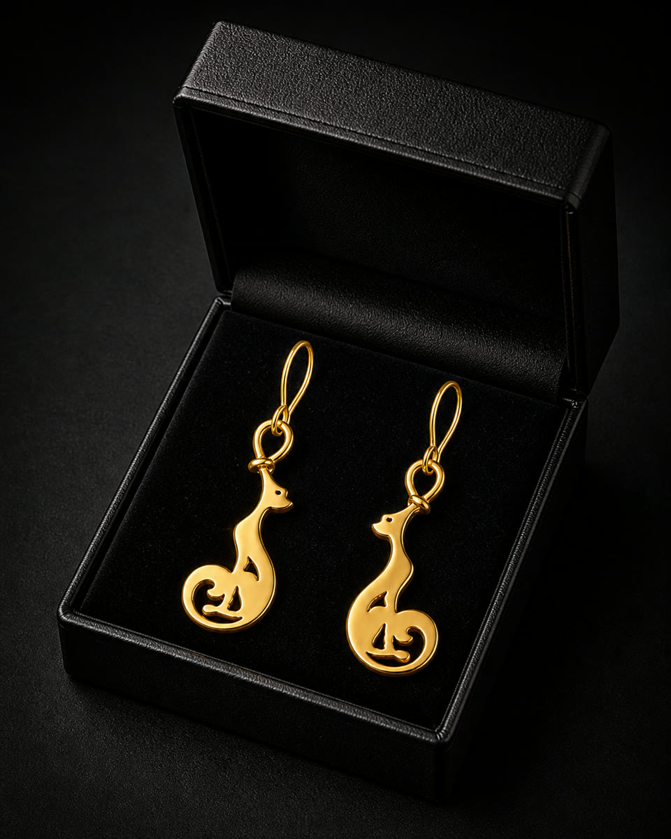 Mini Cat Earrings — Gold-Plated Silver, gift box