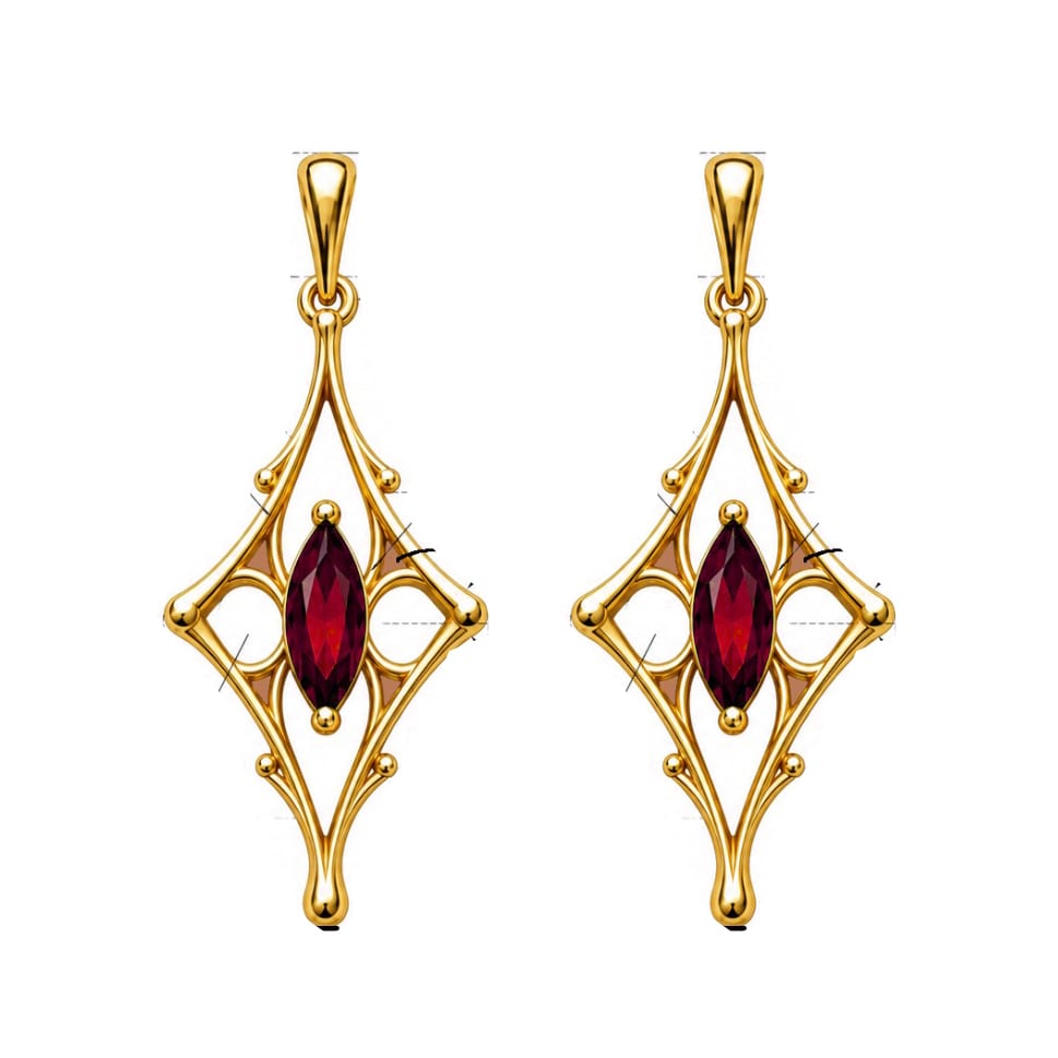 Naxus Earrings — Gold-Plated Silver · Garnet