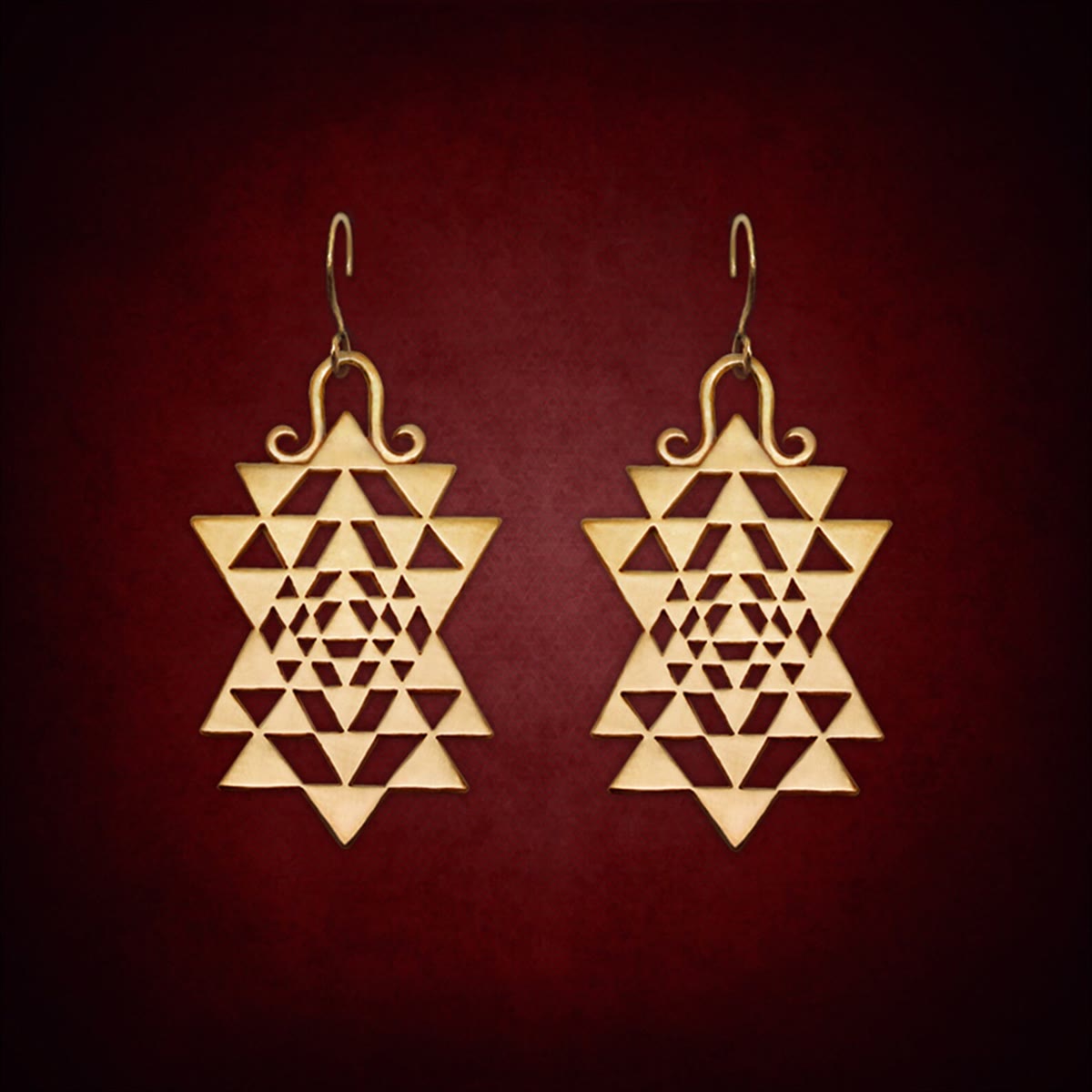 Sri Yantra Queen Earrings — symbolic jewelry by Alumia