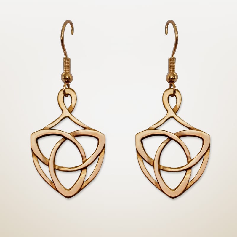 Trinity Shield Earrings — Gold-Plated Silver