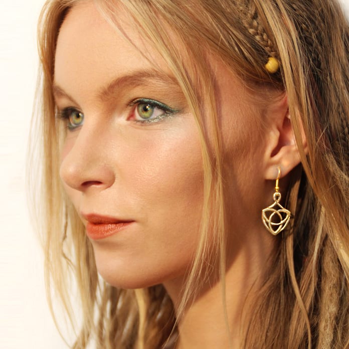 Trinity Shield Earrings — Gold-Plated Silver