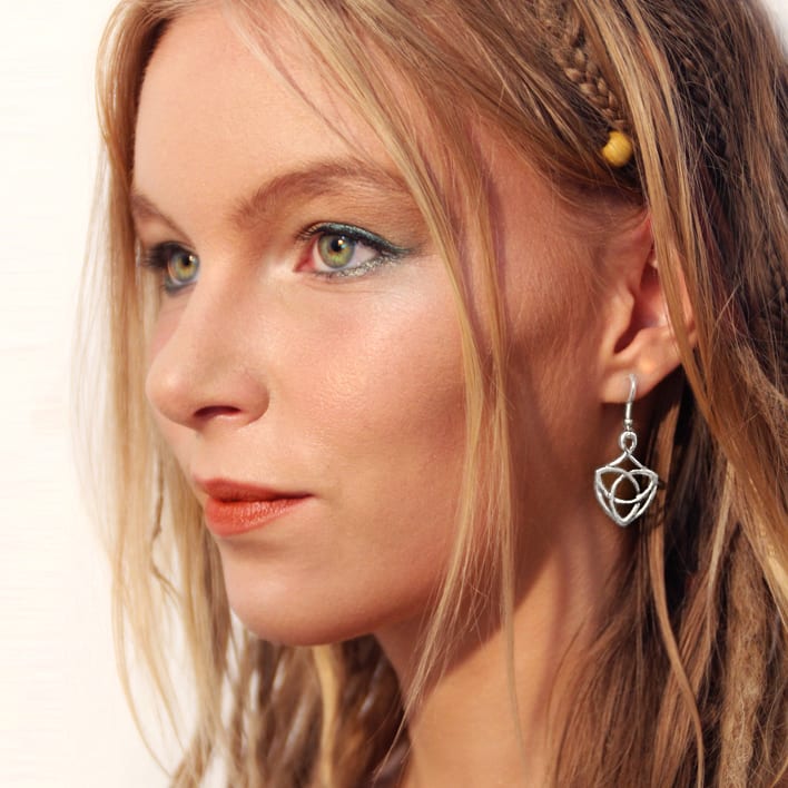 Trinity Shield Earrings — Sterling Silver