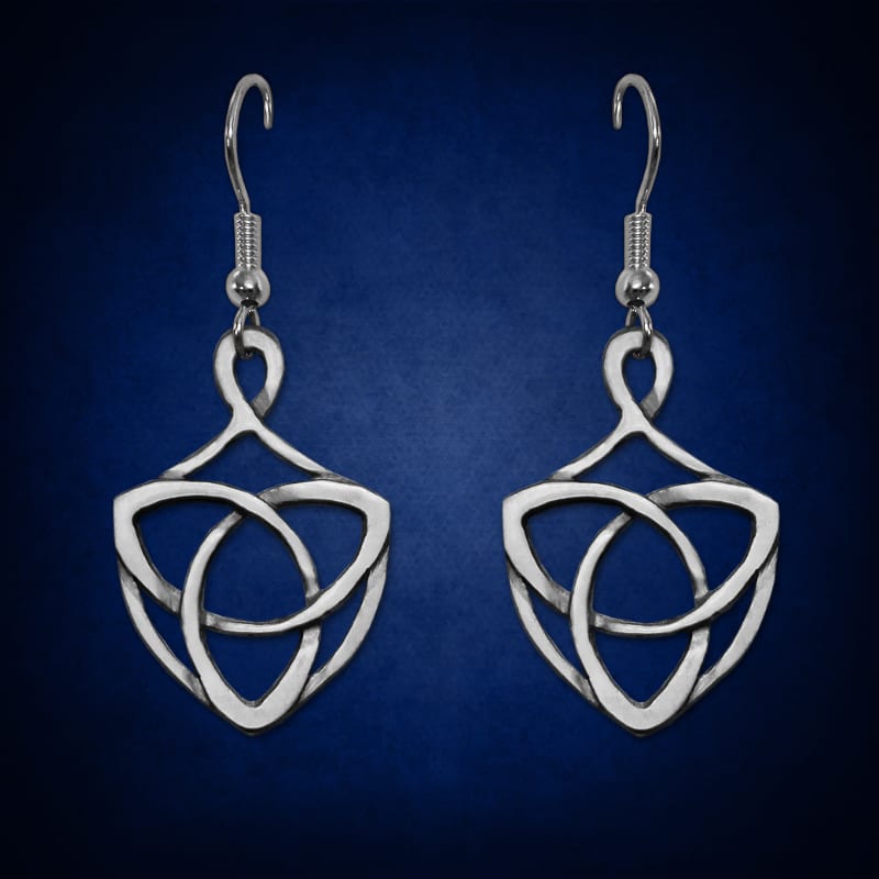 Trinity Shield Earrings — Sterling Silver