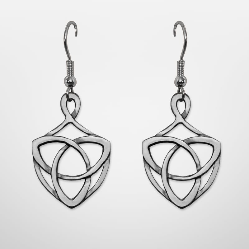 Trinity Shield Earrings — symbolic jewelry by Alumia