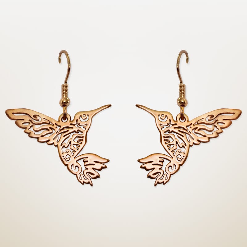 Water Hummingbird Earrings — Gold-Plated Silver