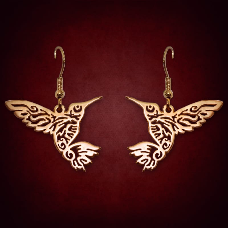 Water Hummingbird Earrings — symbolic jewelry by Alumia