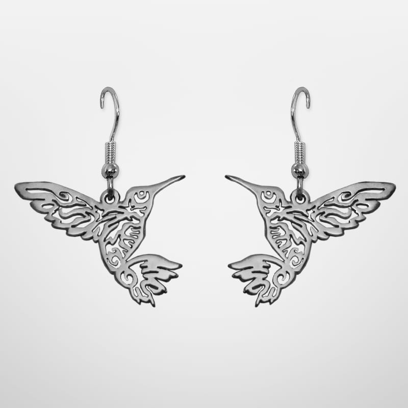 Water Hummingbird Earrings — Sterling Silver