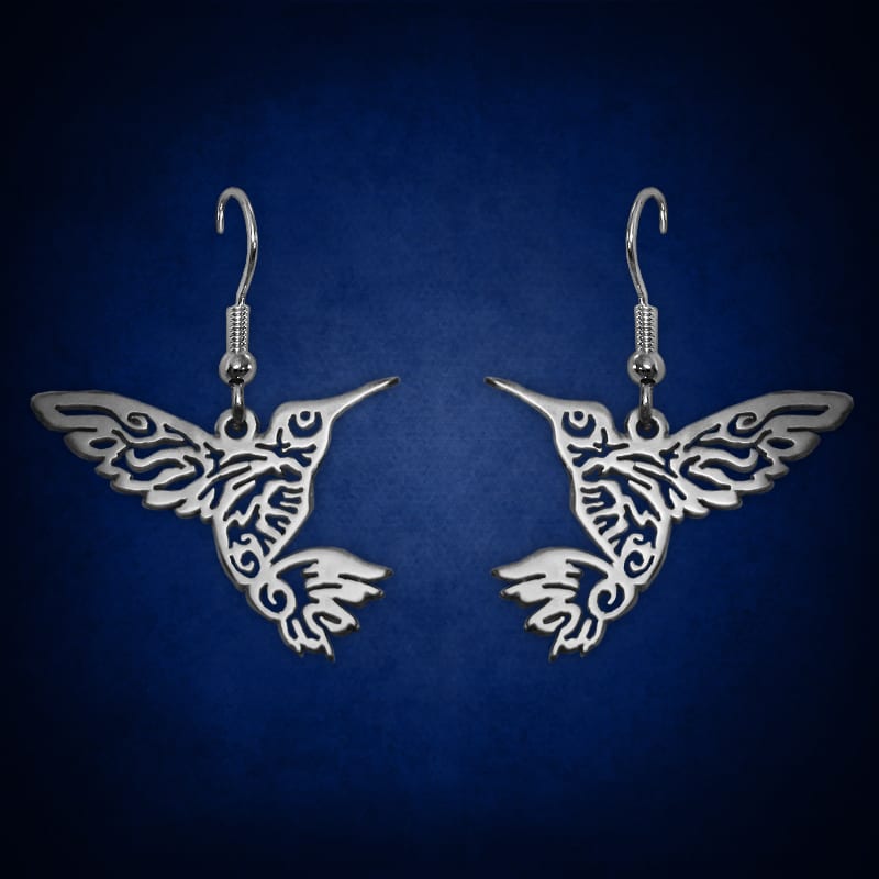 Water Hummingbird Earrings — symbolic jewelry by Alumia