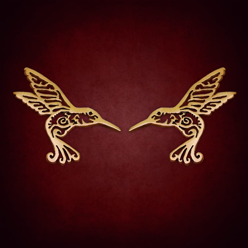 Wind Hummingbird Stud Earrings — Gold-Plated Silver